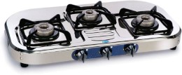 GLEN Stainless Steel Manual Gas Stove  (3 Burners)
